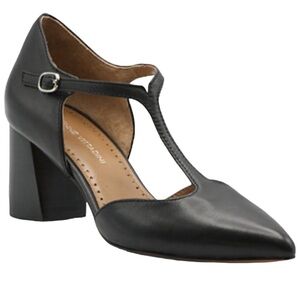 Adrienne Vittadini Naemi NWOT black leather t-strap block heels